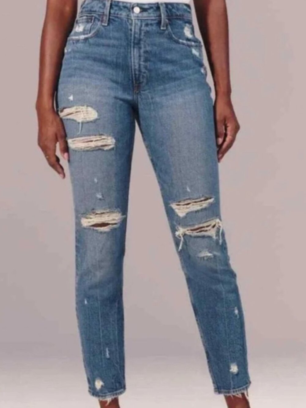 Abercrombie & Fitch Curve Love The Mom High Rise Distressed Mom Jeans NWT 28/6